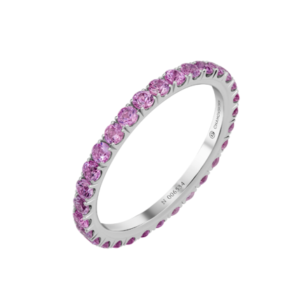 Обручальное кольцо с розовыми сапфирами, белое золото