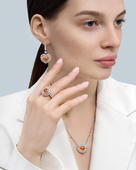 Серьги со спессартинами и бриллиантами, белое золото