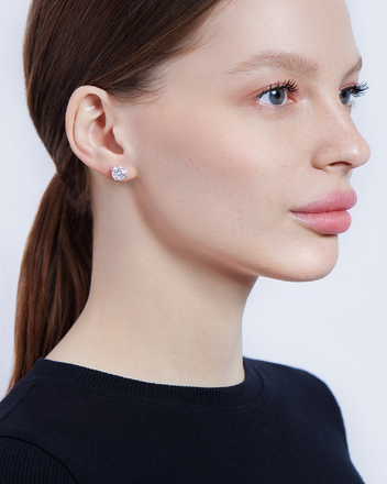 Пусеты с бриллиантами, белое золото 2