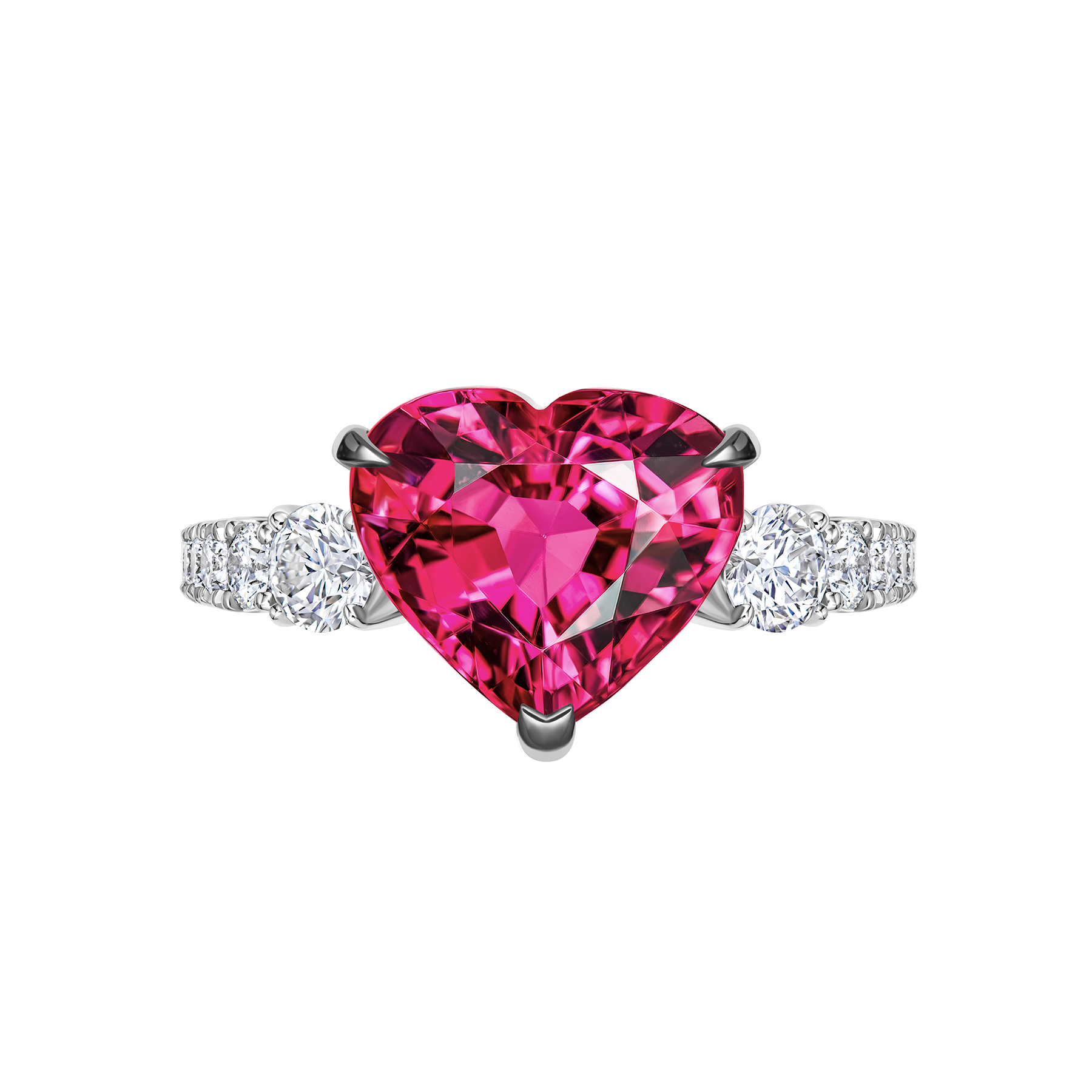 Кольцо с рубеллитом и бриллиантами, белое золото