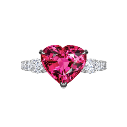 Кольцо с рубеллитом и бриллиантами, белое золото 2