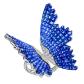 Кольцо с сапфирами и бриллиантами, белое золото