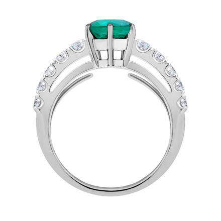 Кольцо с изумрудом и бриллиантами, белое золото 3