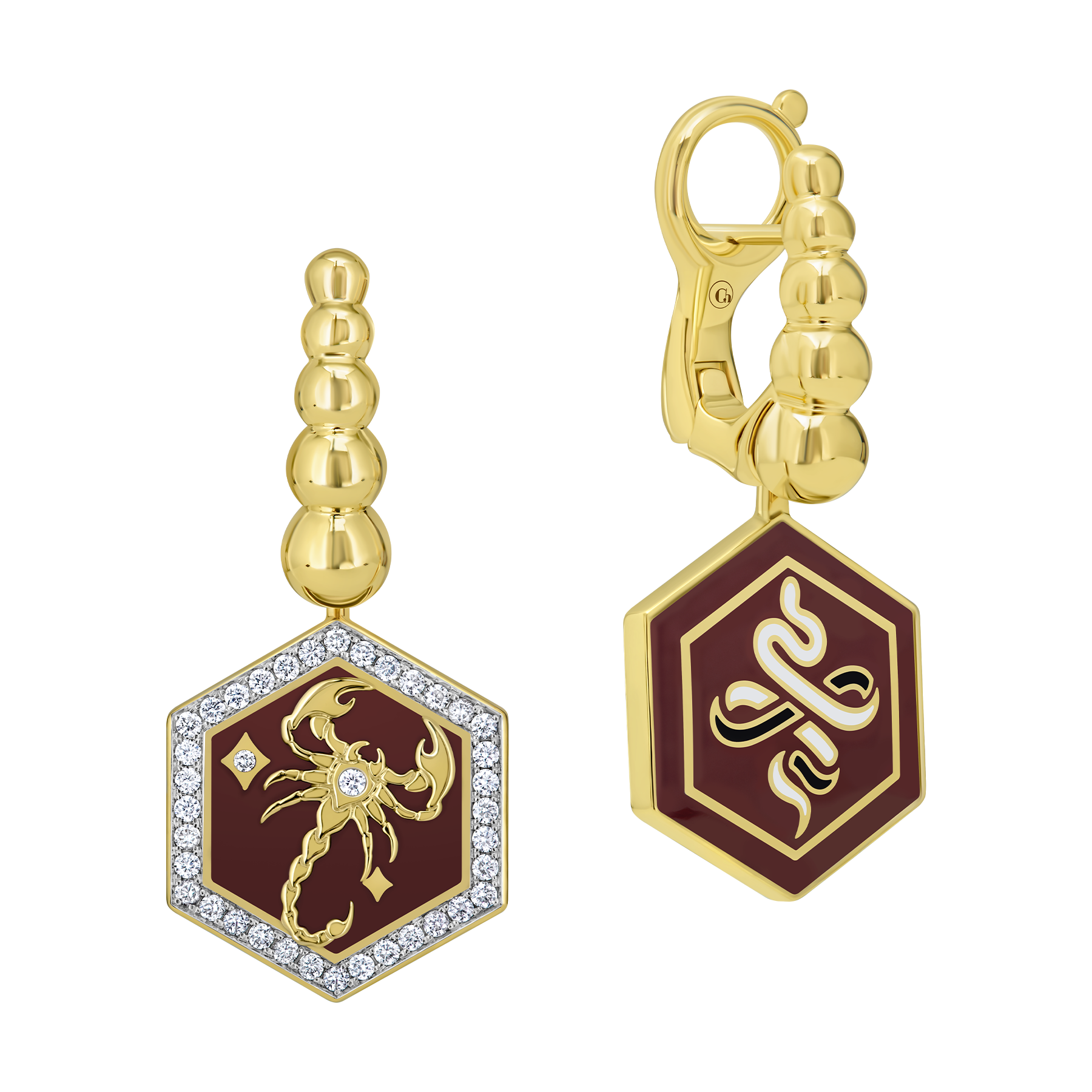 Серьги с бриллиантами, желтое золото, н.керамика