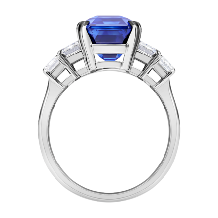 Кольцо с сапфиром и бриллиантами, белое золото 2