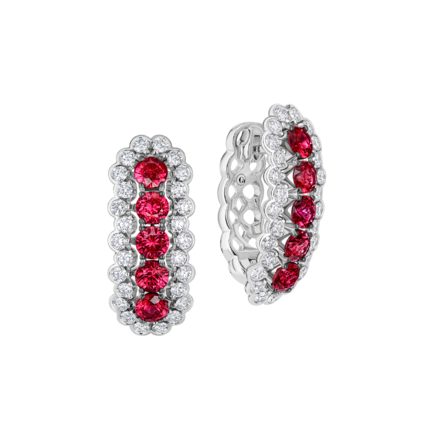 Серьги с рубинами и бриллиантами, белое золото