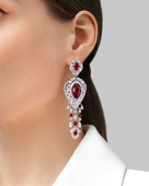 Серьги с рубинами и бриллиантами, белое золото