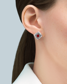 Пусеты с рубинами и бриллиантами, белое золото