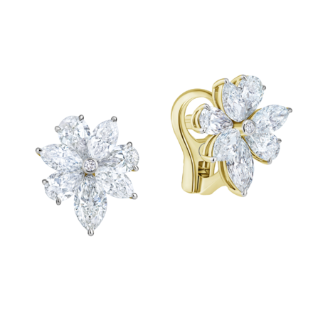 Серьги с бриллиантами, желтое золото