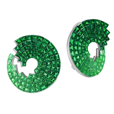 Серьги с тсаворитами, белое золото