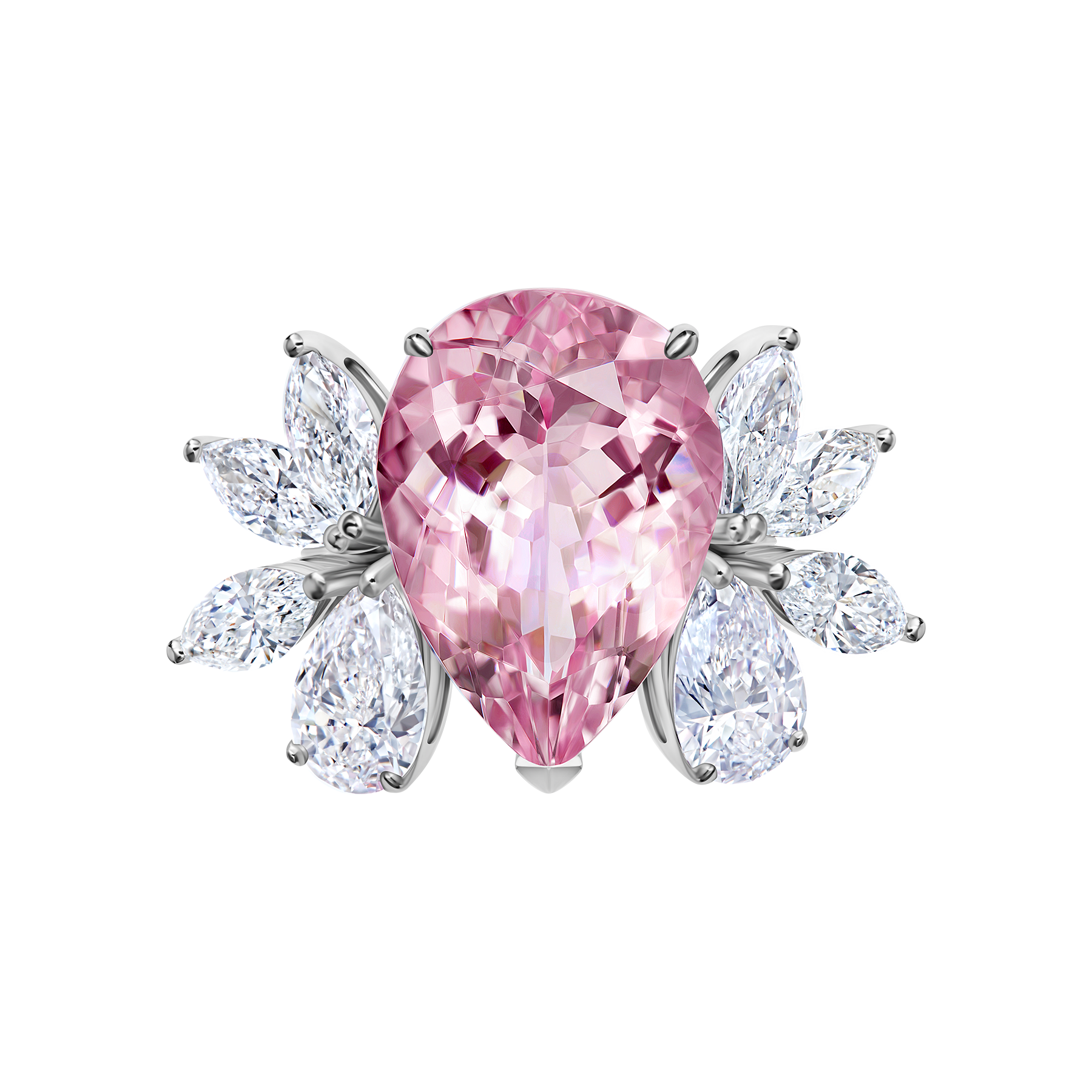 Кольцо с морганитом и бриллиантами, белое золото