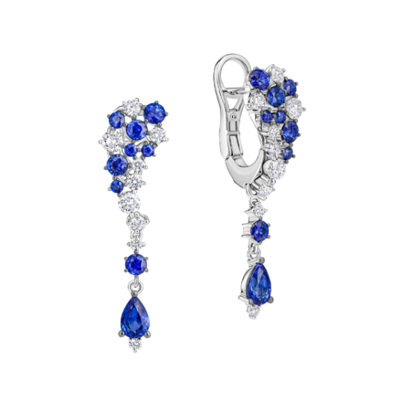 Серьги с сапфирами и бриллиантами, белое золото
