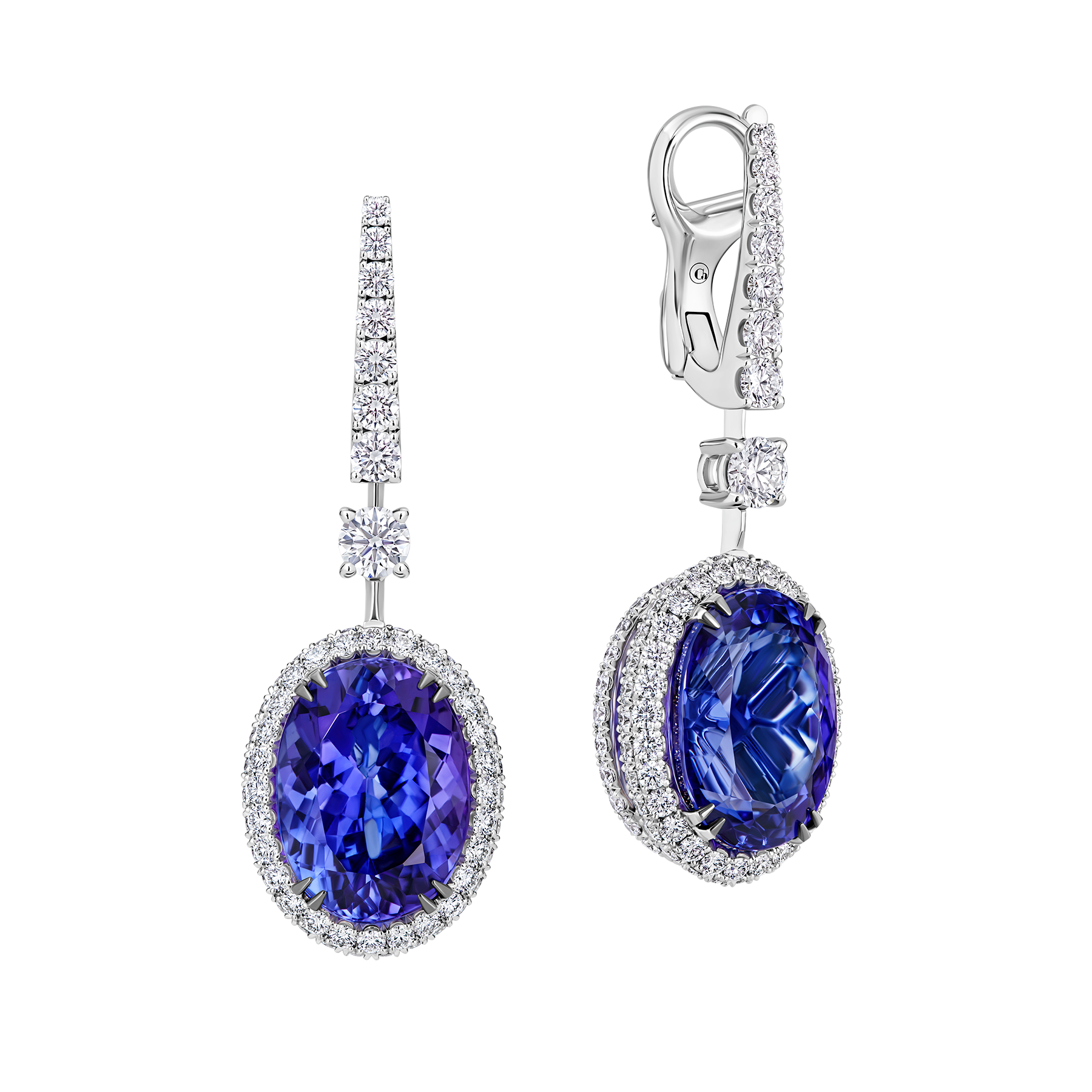 Серьги с танзанитами и бриллиантами, белое золото