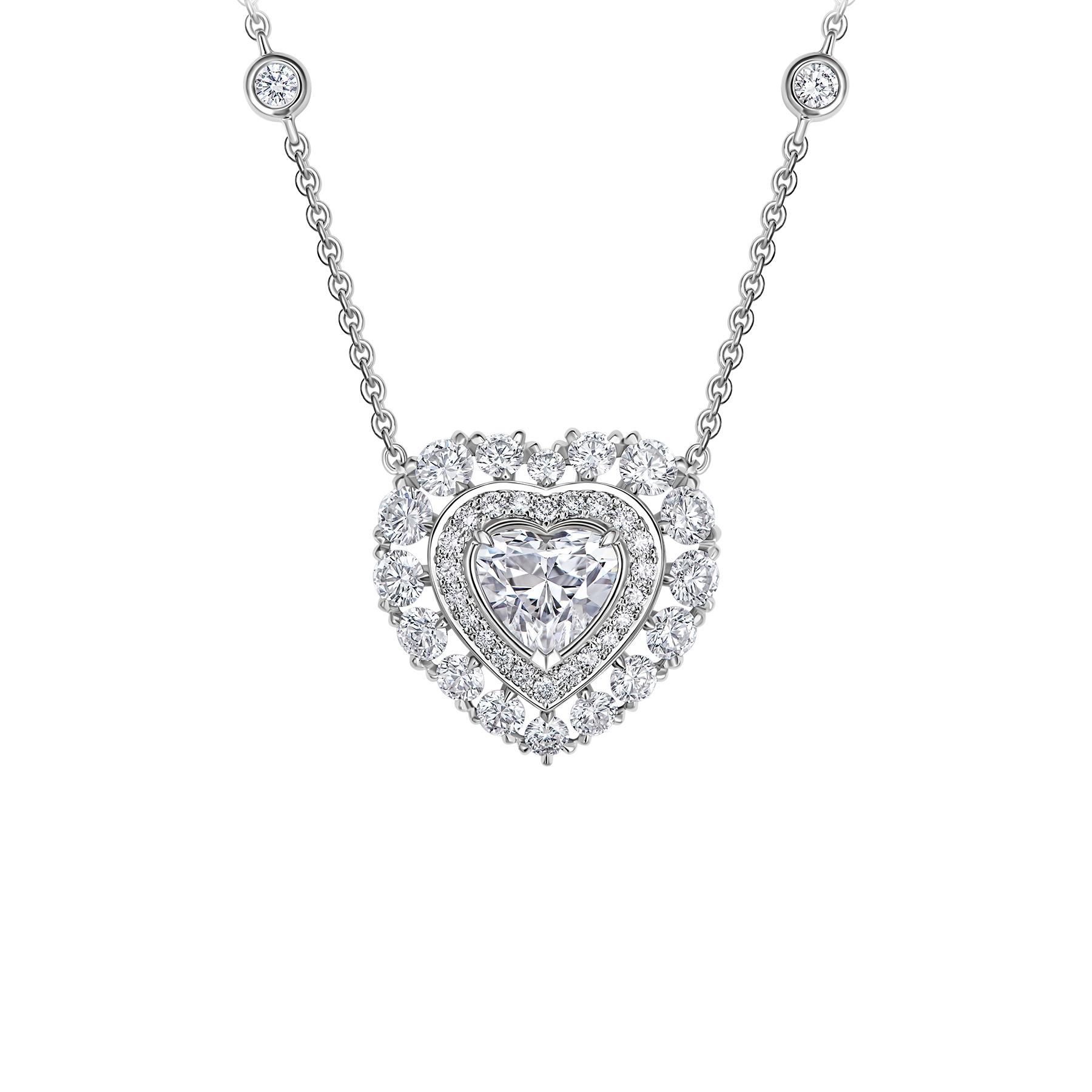 Колье с бриллиантами, белое золото