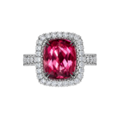 Кольцо с турмалином рубеллитом и бриллиантами, белое золото