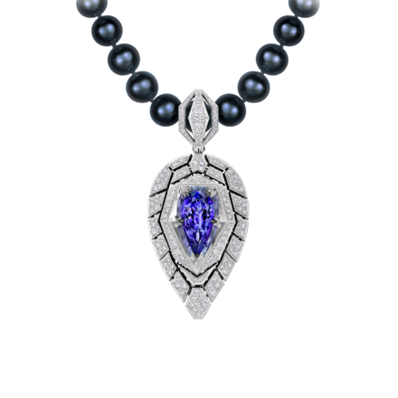 Подвес с танзанитом и бриллиантами, белое золото
