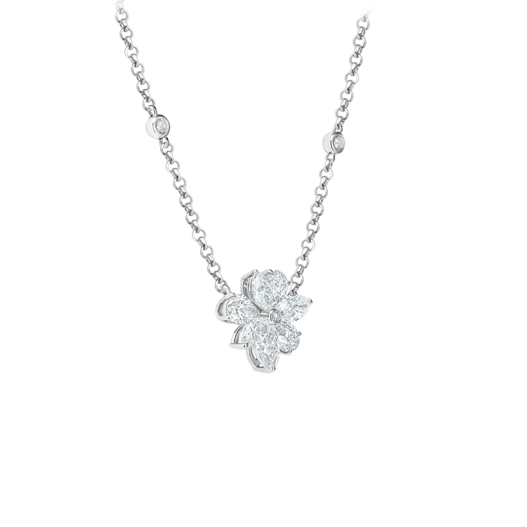 Колье с бриллиантами, белое золото