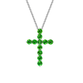 Колье с демантоидами и бриллиантом, белое золото