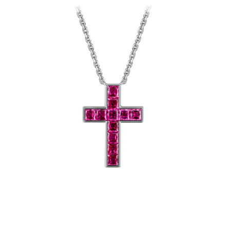 Подвес с рубинами, белое золото