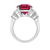 Кольцо с турмалином рубеллитом и бриллиантами, белое золото