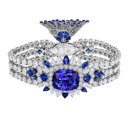 Браслет с танзанитами, бриллиантами и сапфирами, белое золото 2