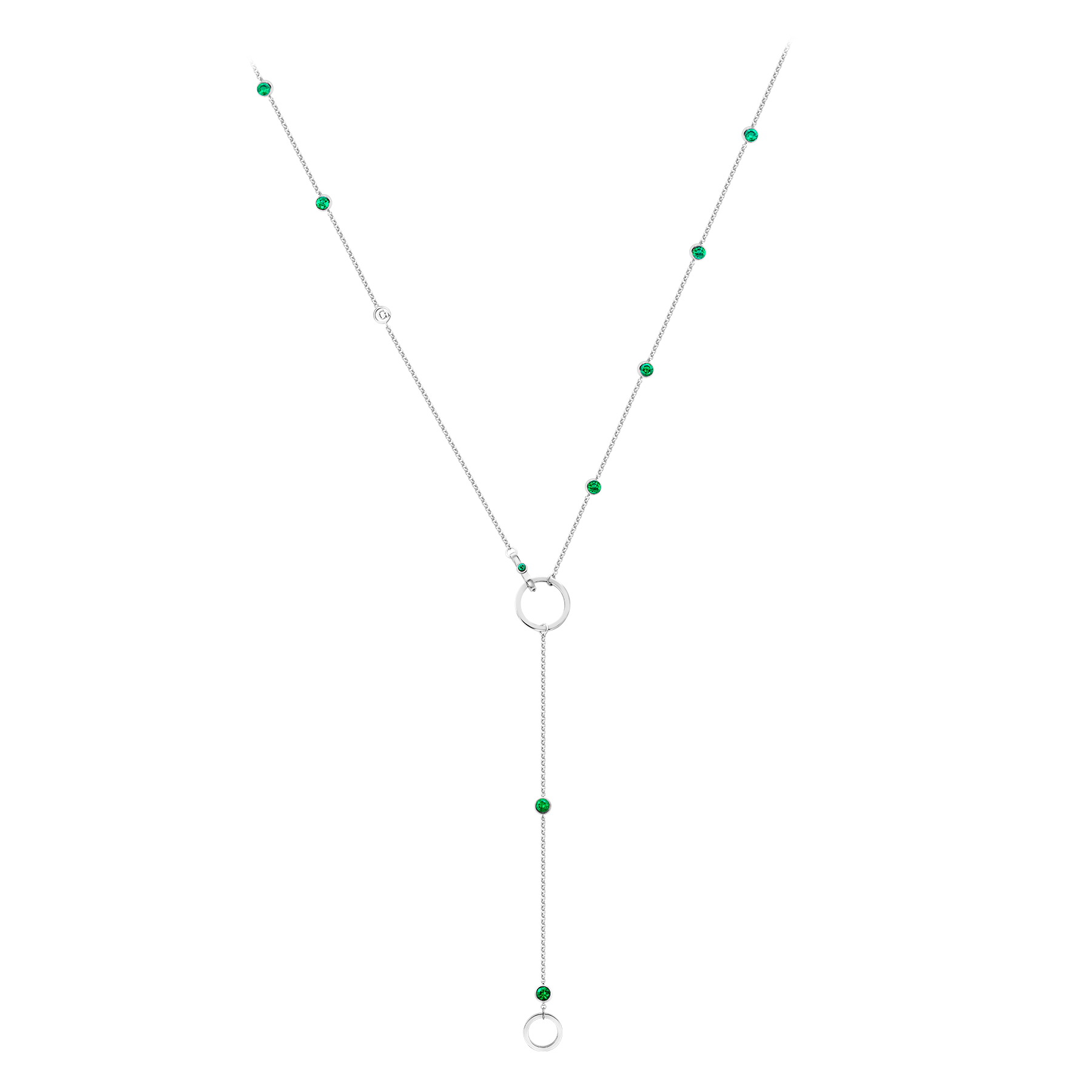 Колье с изумрудами, белое золото