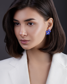 Пусеты с сапфирами и бриллиантами, белое золото