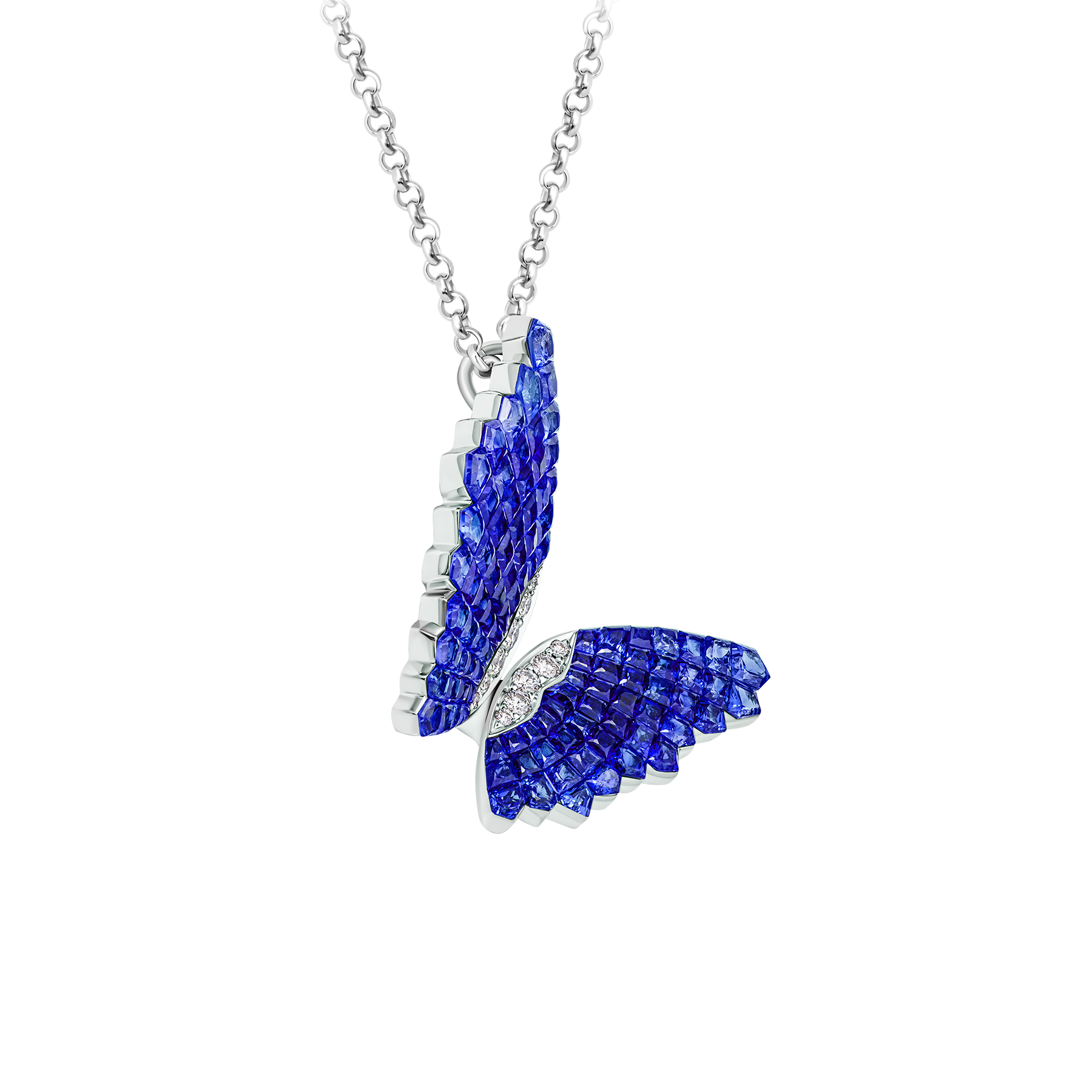 Подвес с сапфирами и бриллиантами, белое золото