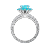 Кольцо с турмалином параибой и бриллиантами, белое золото