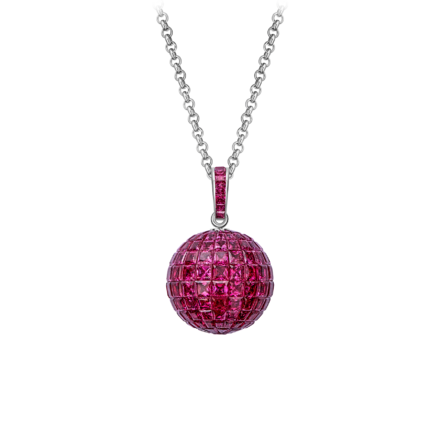 Подвес с рубинами, белое золото