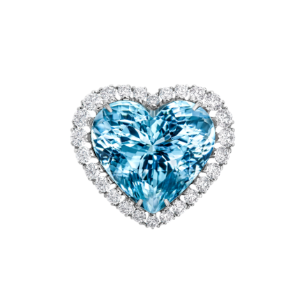 Кольцо с аквамарином и бриллиантами, белое золото 2
