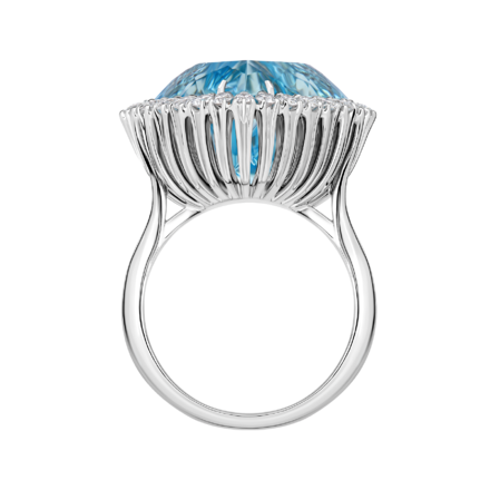Кольцо с аквамарином и бриллиантами, белое золото 3