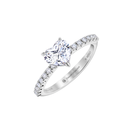 Помолвочное кольцо с бриллиантами, белое золото