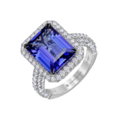 Кольцо с танзанитом и бриллиантами, белое золото