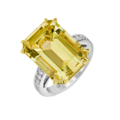 Кольцо с гелиодором и бриллиантами, белое золото