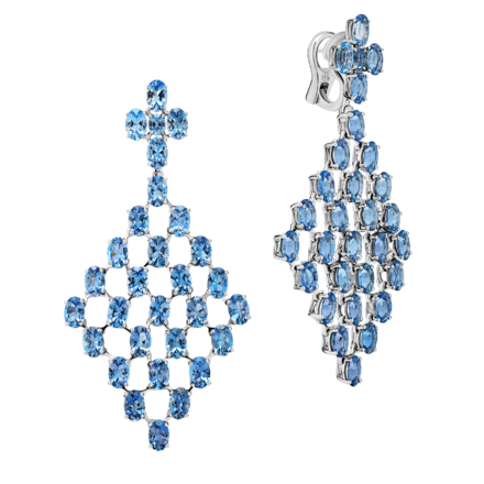 Серьги с аквамаринами, белое золото