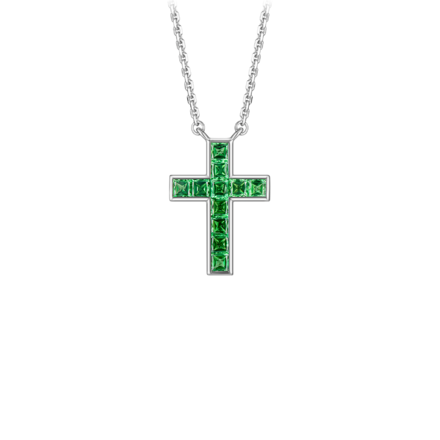 Колье с тсаворитами, белое золото