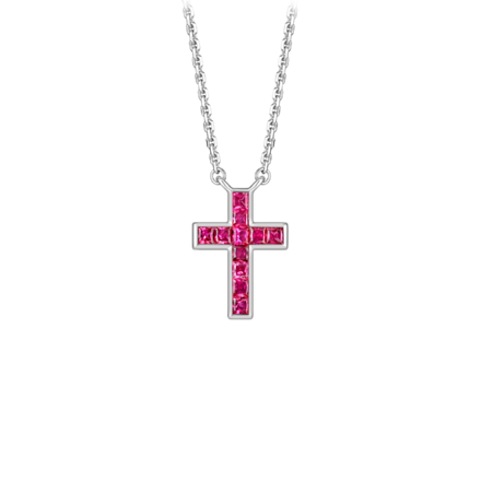 Колье-подвес с рубинами, белое золото