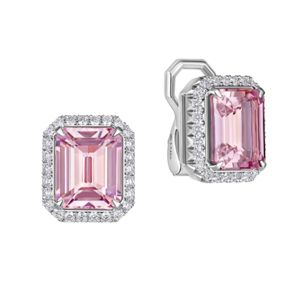 Серьги с морганитами и бриллиантами, белое золото