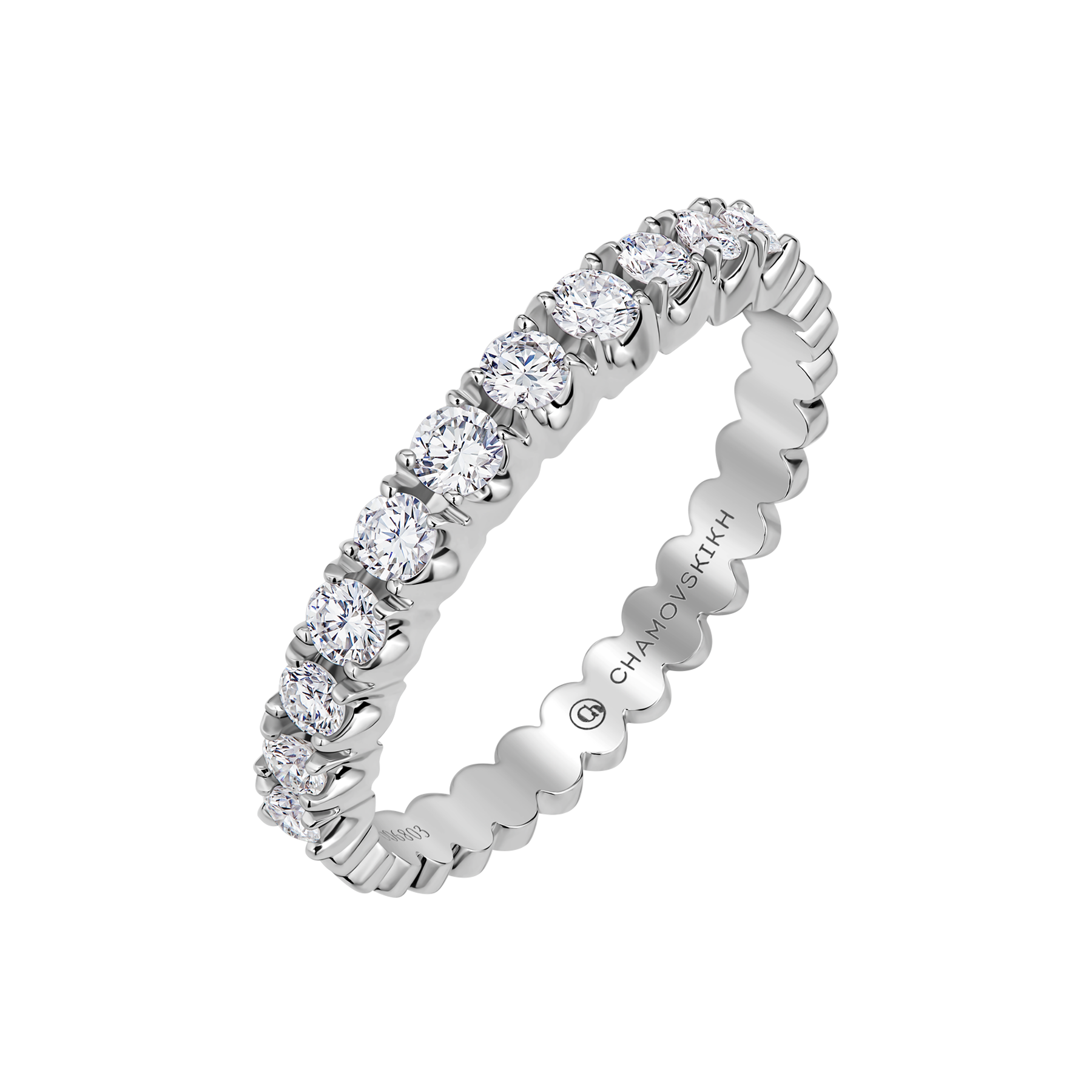 Кольцо с бриллиантами, белое золото