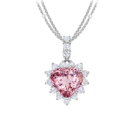 Подвес с морганитом и бриллиантами, белое золото