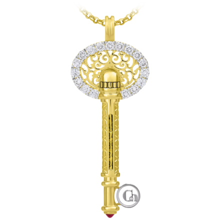 Подвес с рубином и бриллиантами, жёлтое и белое золото