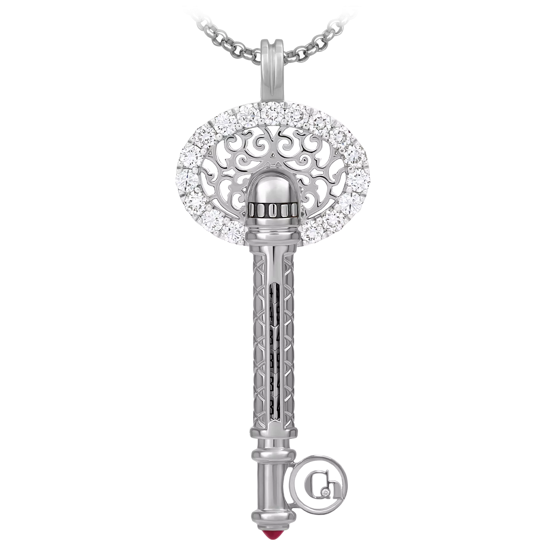 Подвес с рубином и бриллиантами, белое золото