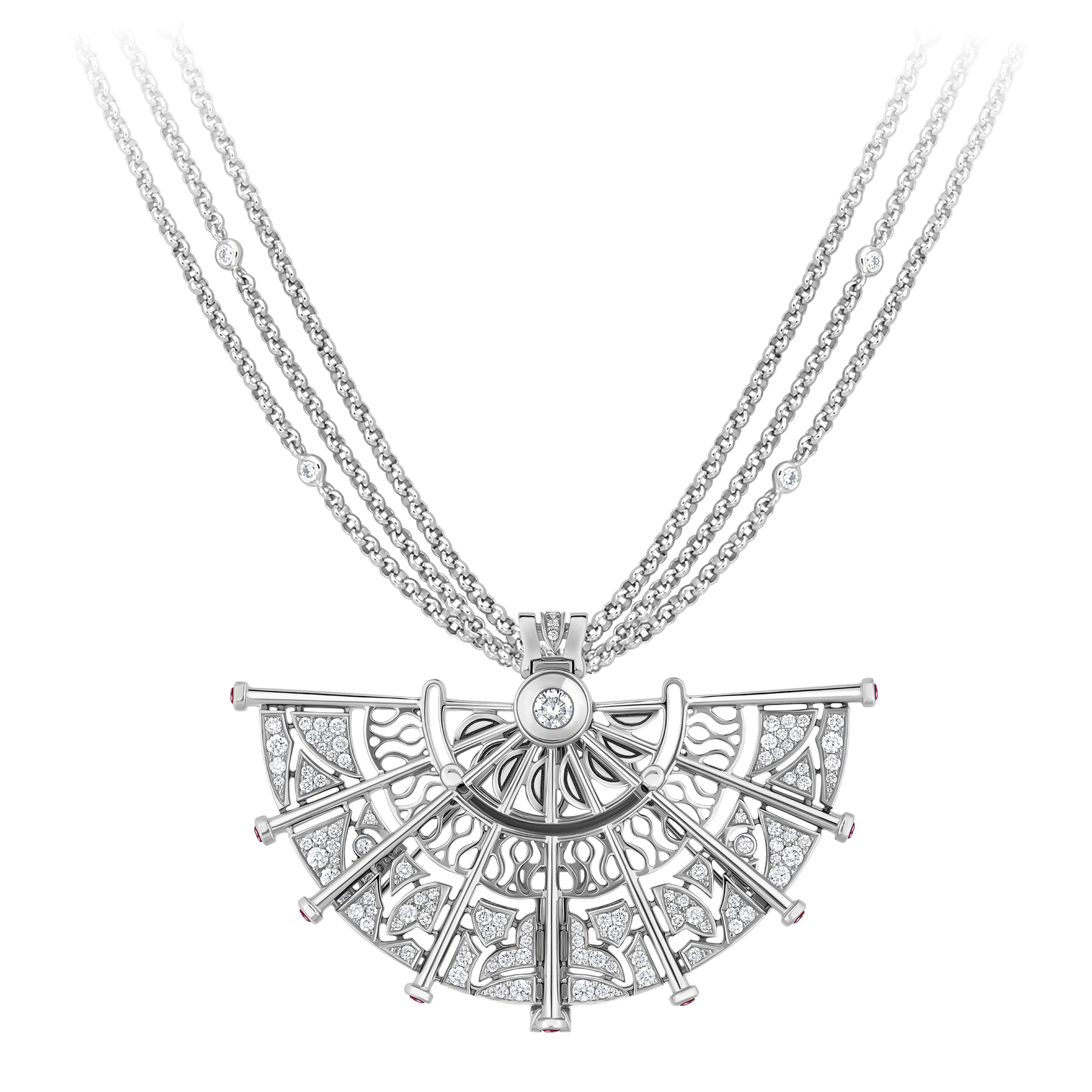 Подвес с бриллиантами и рубинами, белое золото
