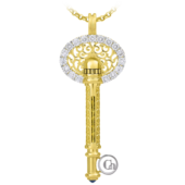 Подвес с сапфиром и бриллиантами, жёлтое и белое золото