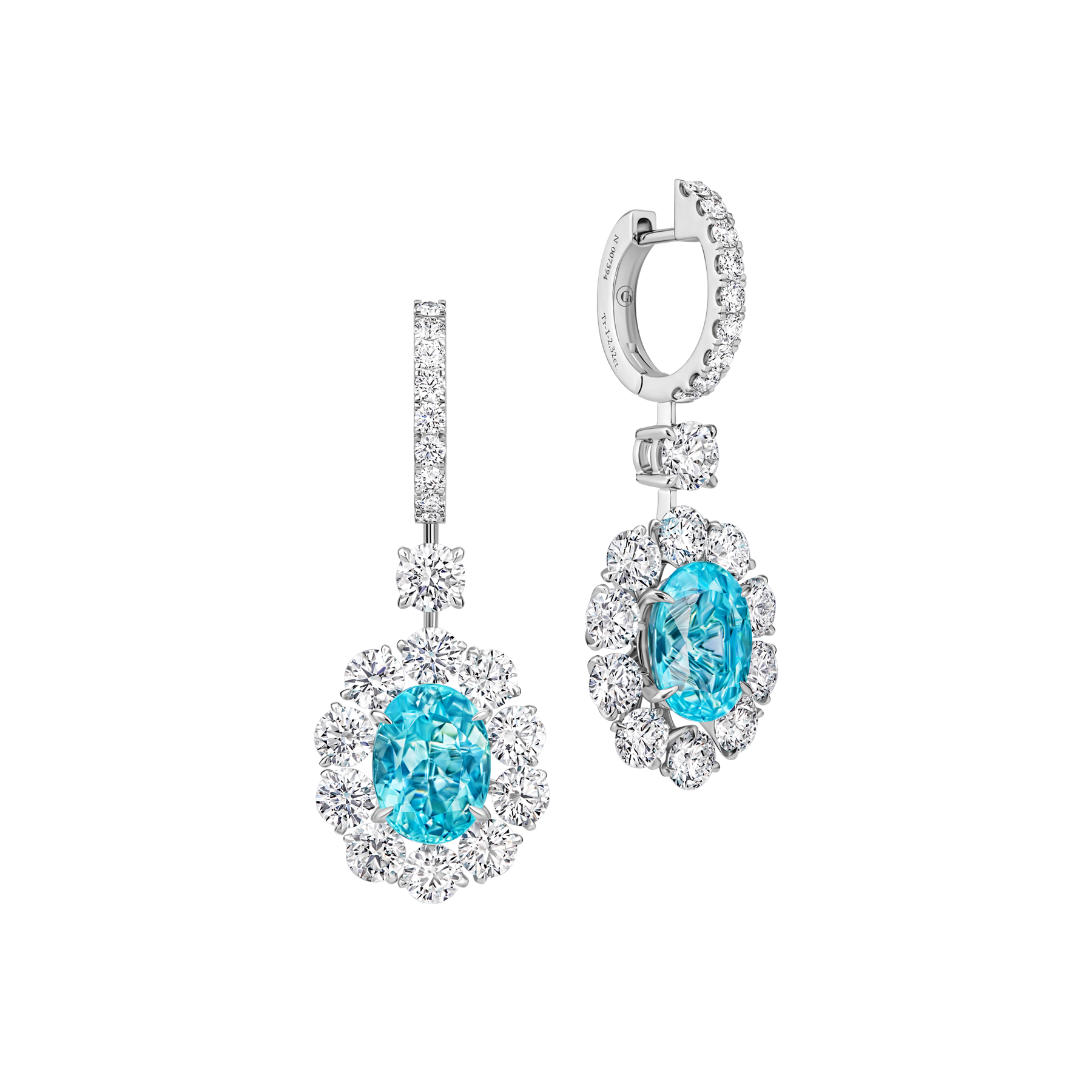 Серьги с турмалинами параиба и бриллиантами, белое золото