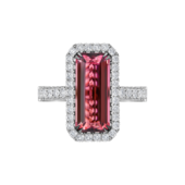 Кольцо с турмалином рубеллитом и бриллиантами, белое золото