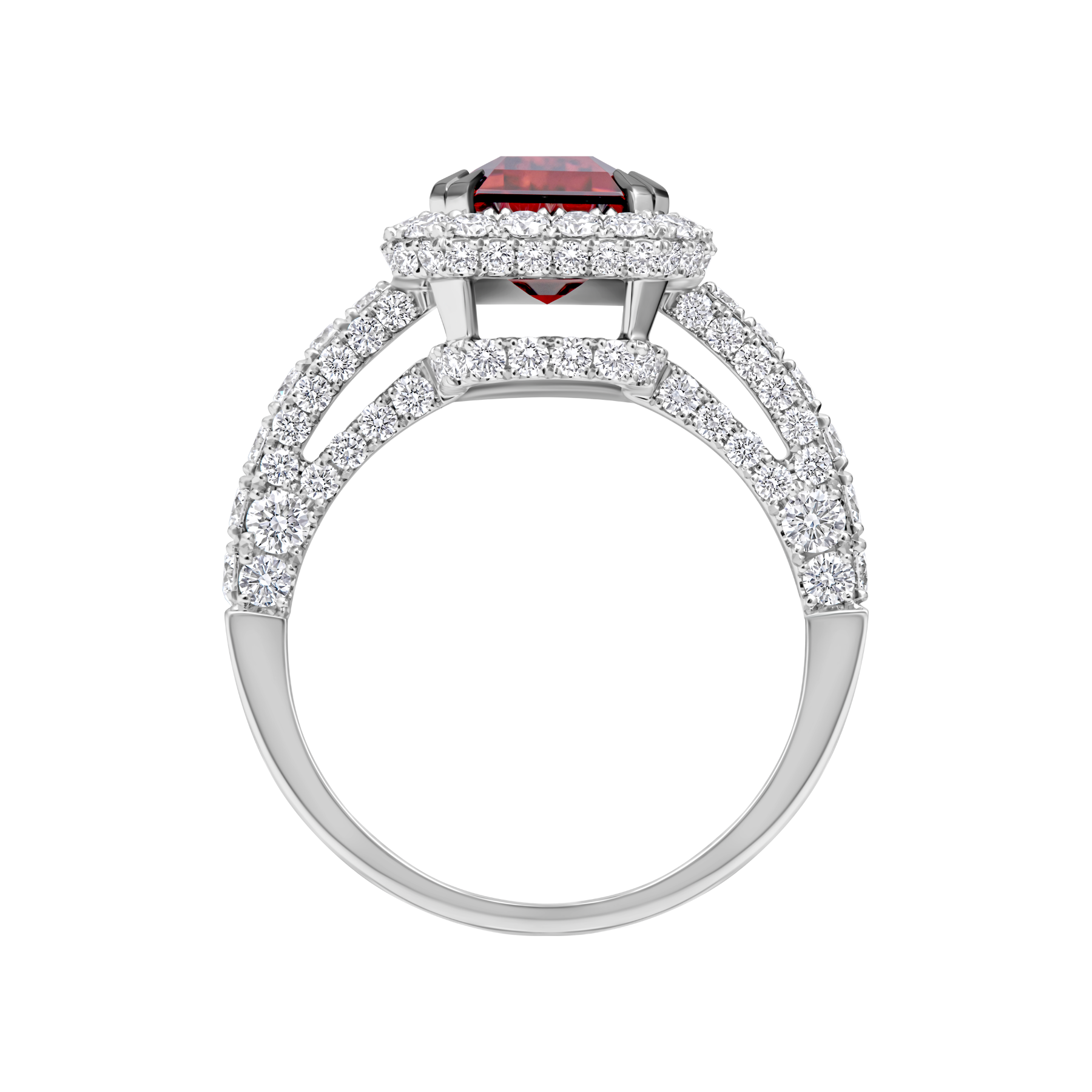 Кольцо с турмалином рубеллитом и бриллиантами, белое золото