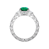 Кольцо с изумрудом и бриллиантами, белое золото, н.керамика