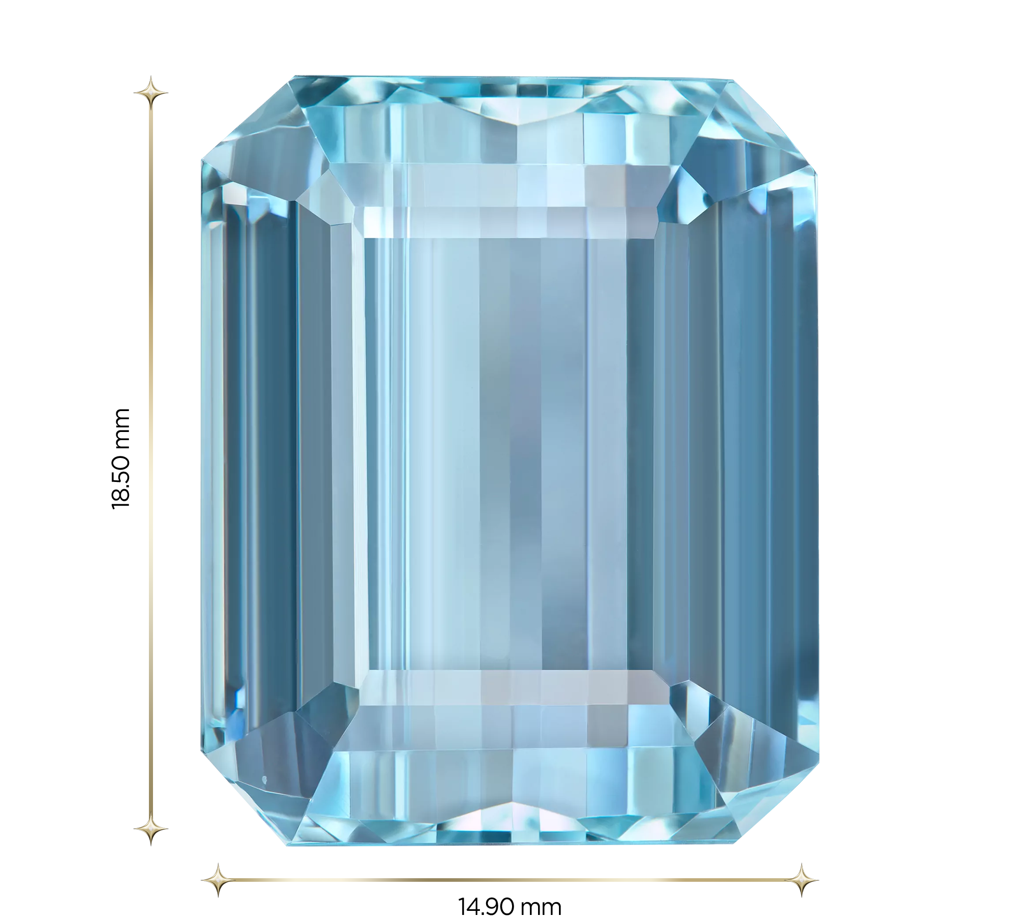 Аквамарин, Изумрудная огранка, 21,45 ct